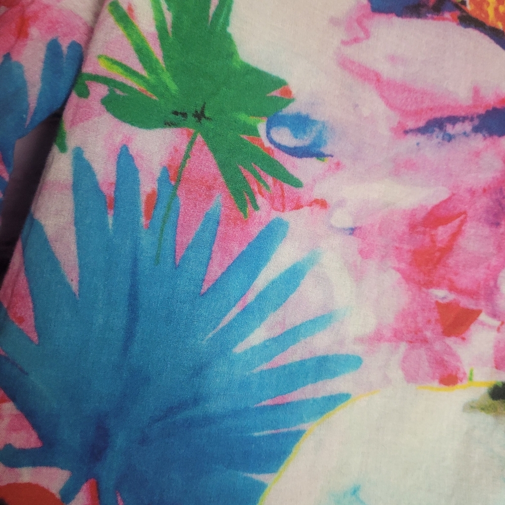 TOOFAN 100% COTTON FLORAL WATERCOLOR PRINT ART TO WEAR BUTTON FRONT BLOUSE SMALL - Picture 10 of 14